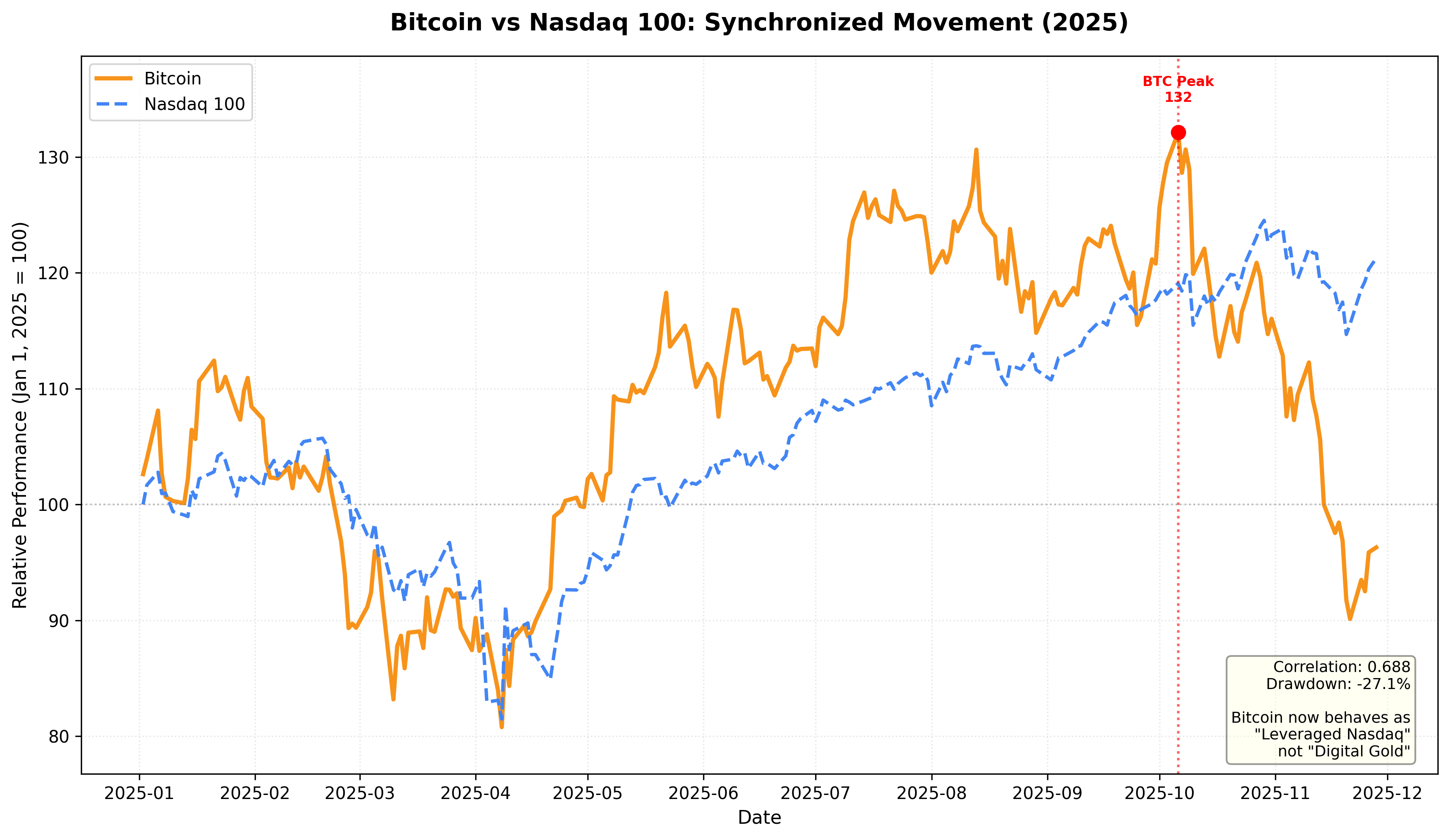 Bitcoin vs Nasdaq 100 Synchronization